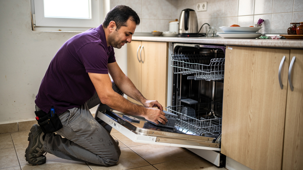 Fatsa bulaşık makinesi servisi açık kapakta alt filtrenin temizlenmesi